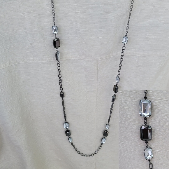 Black Chain with Bold Faceted Stones - Picture 3 of 15